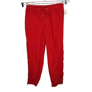 New Look Red Zipper Ankle Pants Jogger Elastic Waist Women Size XL Zip Fly NEW